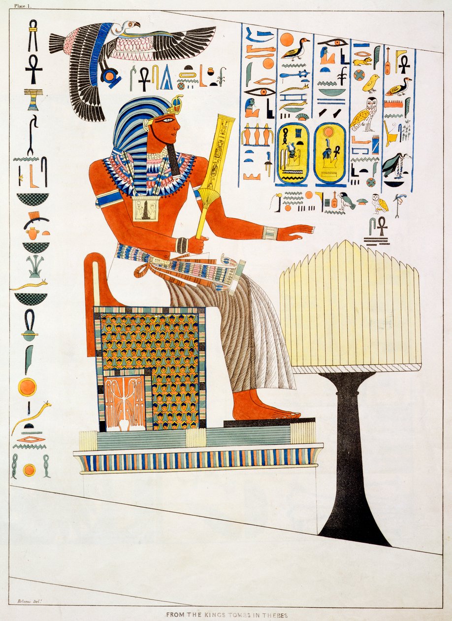 Mural dos Túmulos dos Reis de Tebas, descoberto por G Belzoni, 1820-1822 de Charles Joseph Hullmandel