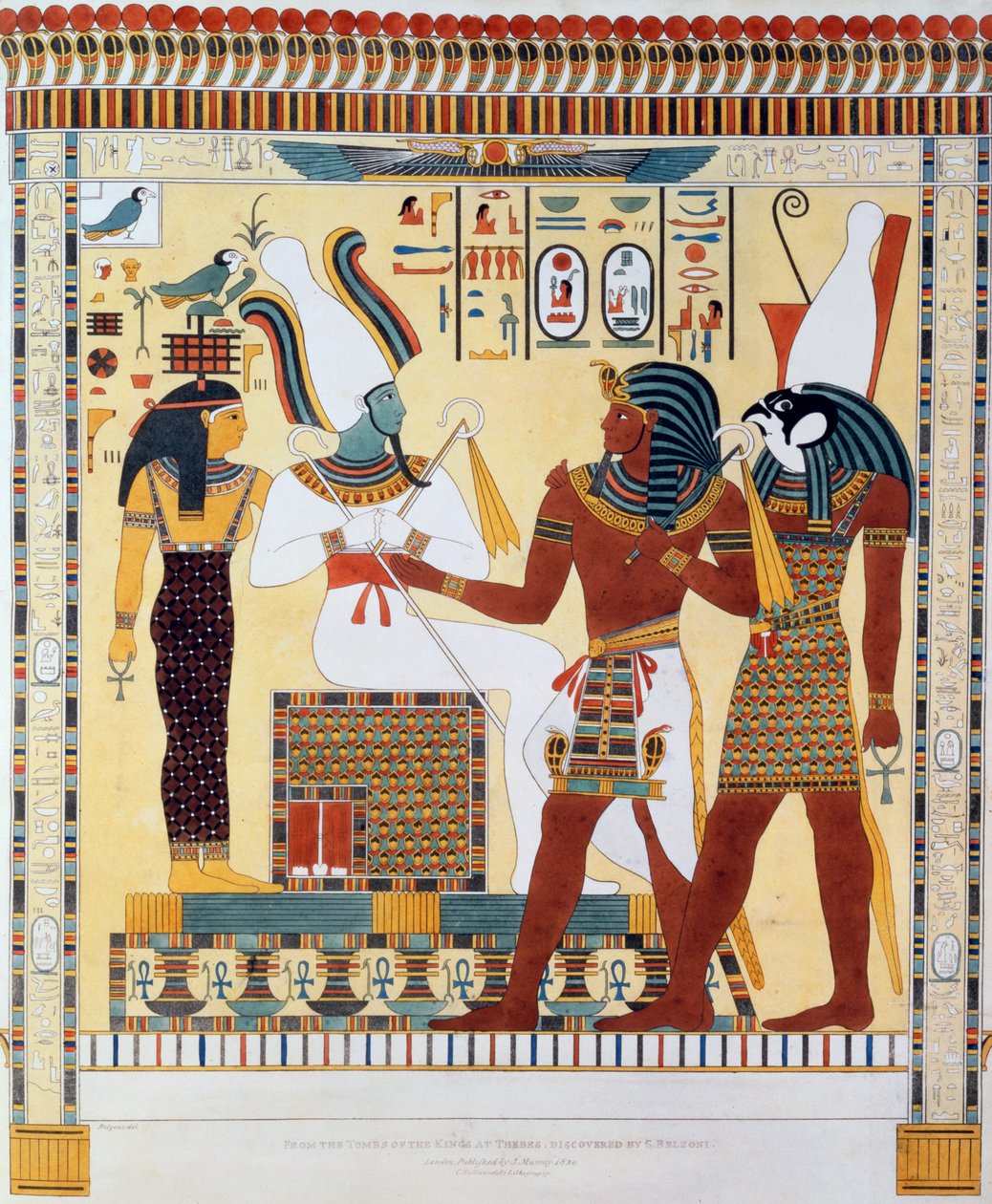 Mural dos Túmulos dos Reis de Tebas, descoberto por G Belzoni, 1820-1822 de Charles Joseph Hullmandel