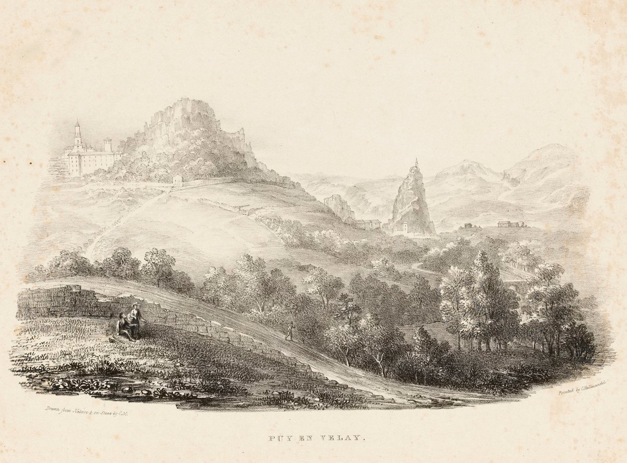 Puy en Velay (litografia) de Charles Joseph Hullmandel