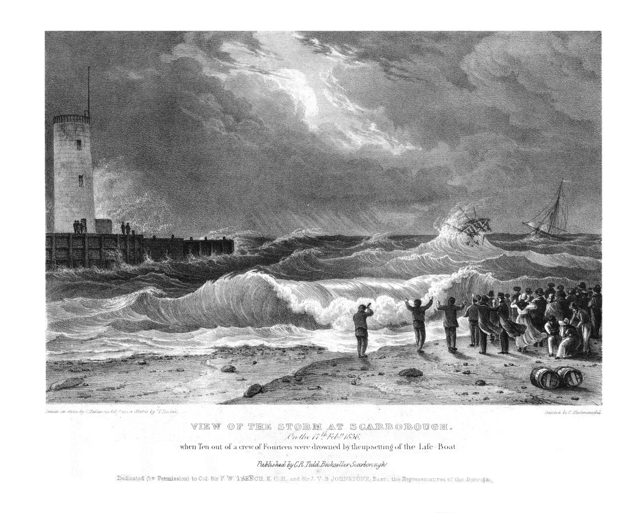 Vista da tempestade em Scarborough, em 17 de fevereiro de 1836. de Charles Joseph Hullmandel