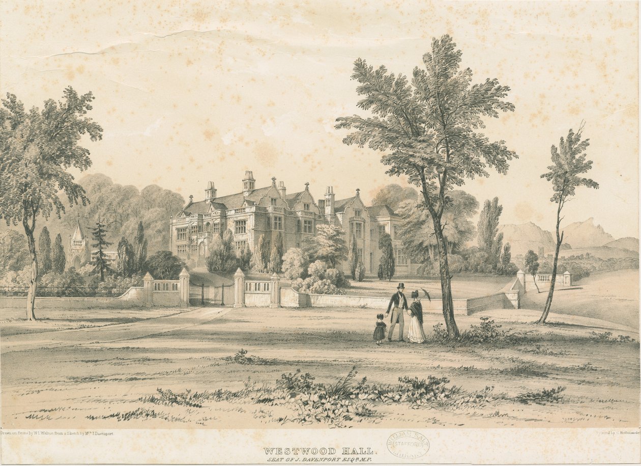 Westwood Hall: litografia colorida, nd [1832-1841] de Charles Joseph Hullmandel