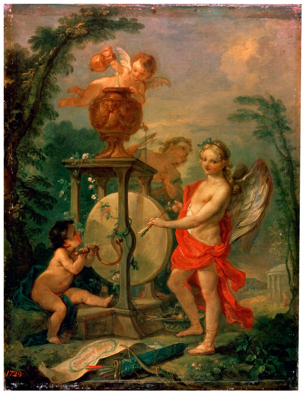 Cupido afiando uma flecha, 1750. de Charles Joseph Natoire