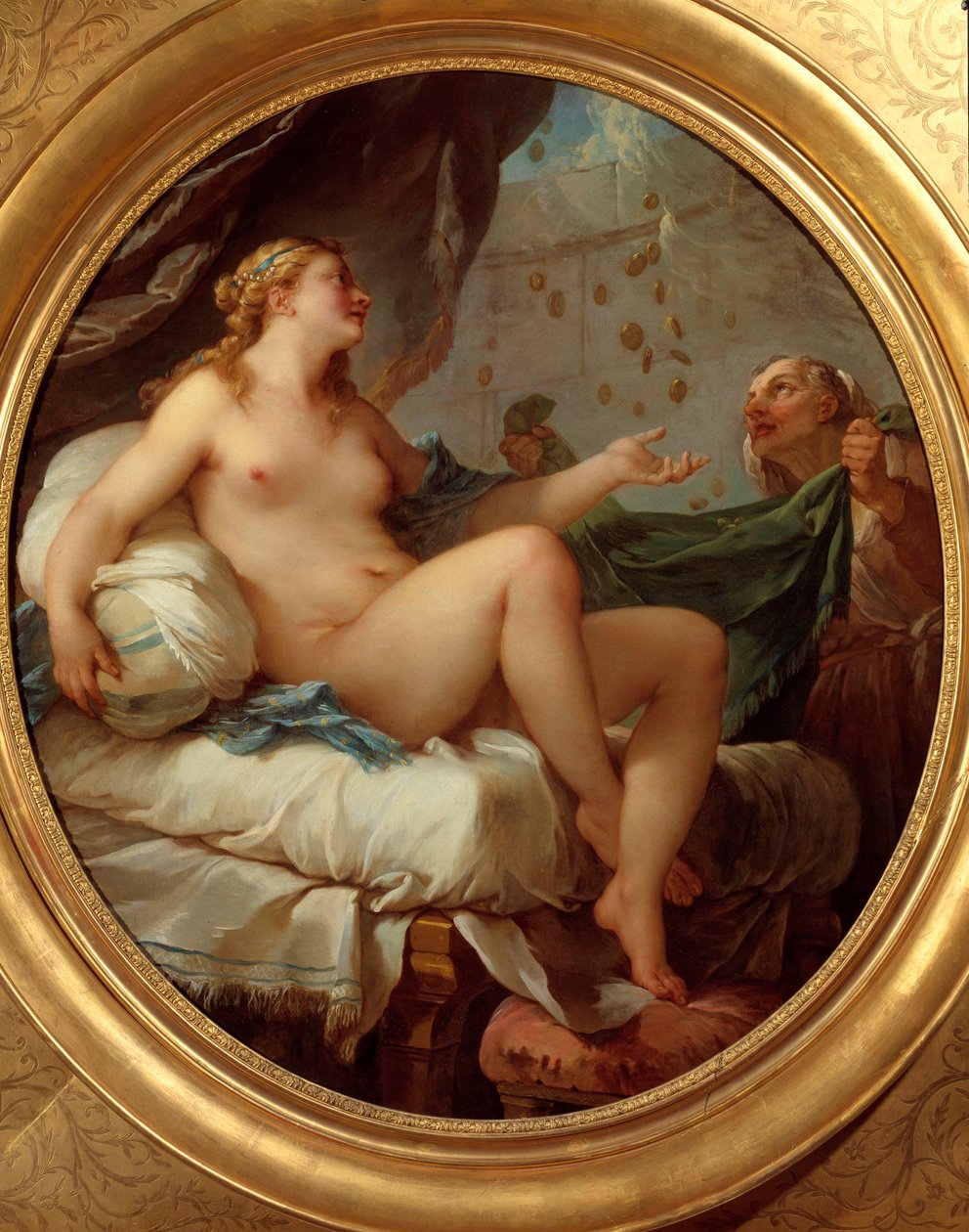 Danae recebendo a chuva dourada Zeus seduit Danae sob a forma de uma chuva de moedas de ouro. Pintura de Charles Joseph Natoire (Charles-Joseph Natoire de Charles Joseph Natoire