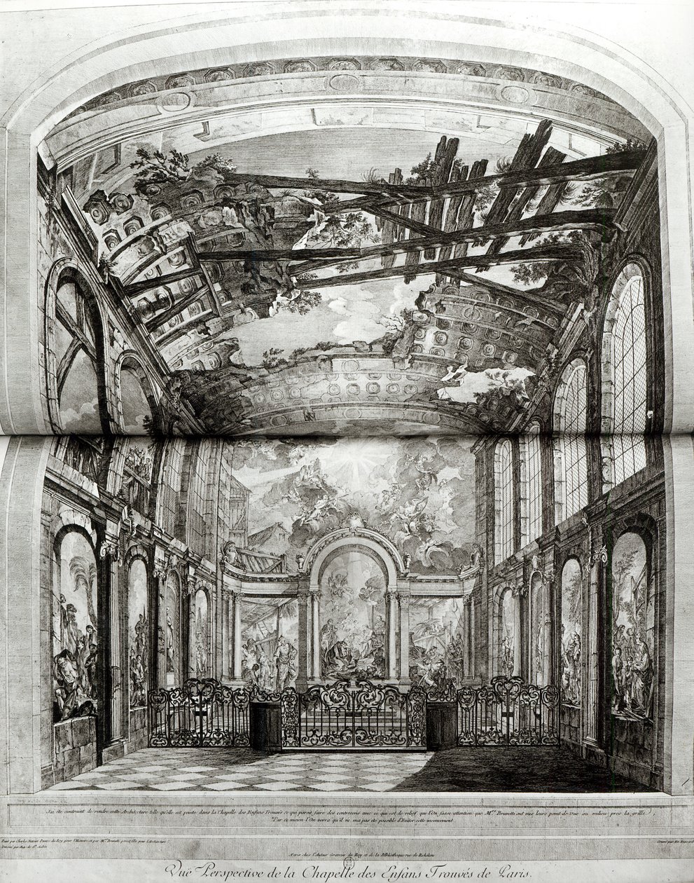 Decoração da capela do Hospice des Enfants Trouves em Paris, gravada por Etienne Fessard (1714-77) c.1750 de Charles Joseph Natoire