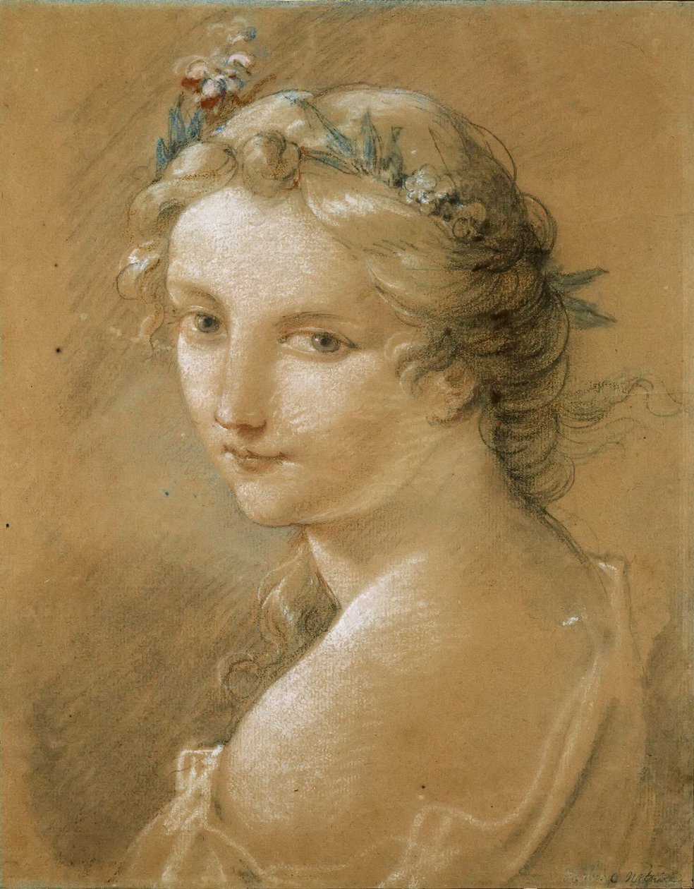 Retrato de uma jovem mulher. de Charles Joseph Natoire