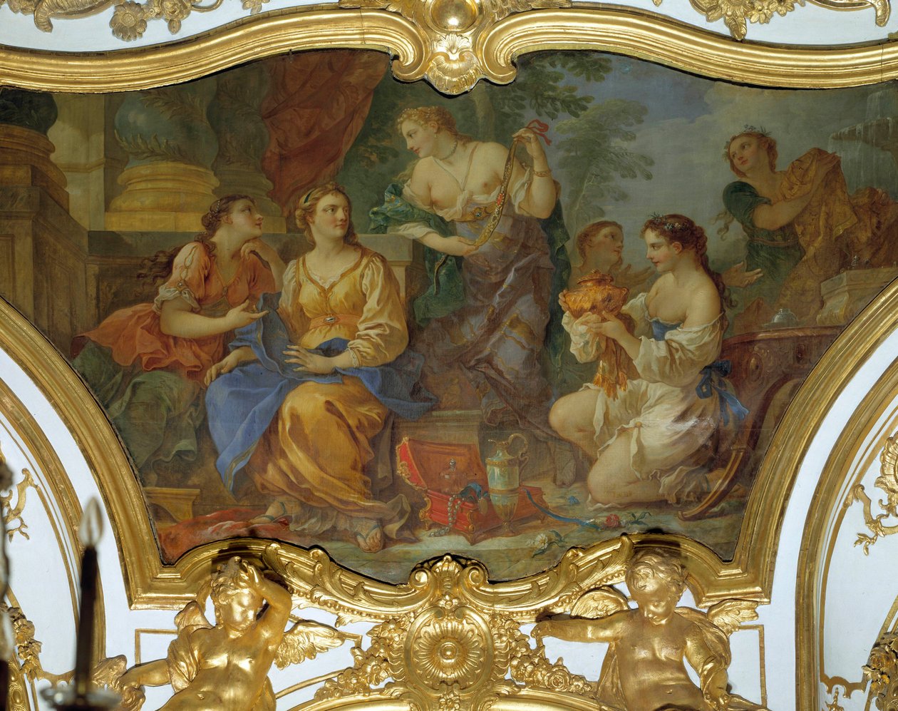 Psyche mostrando seus tresors para suas irmãs Pintura de teto por Charles Joseph Natoire (Charles-Joseph Natoire de Charles Joseph Natoire