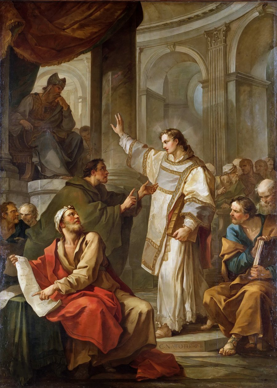 Santo Estêvão perante o Sumo Sacerdote e Anciãos do Sinédrio, 1745. de Charles Joseph Natoire