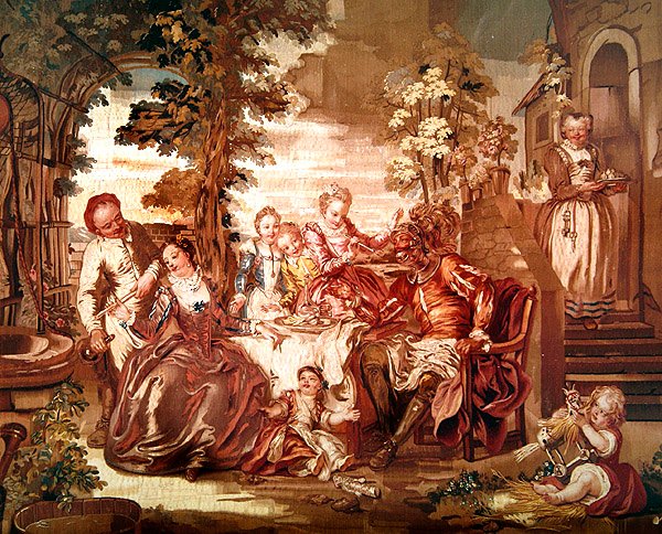 Cena de Don Quixote, fabricado em Beauvais de Charles Joseph Natoire