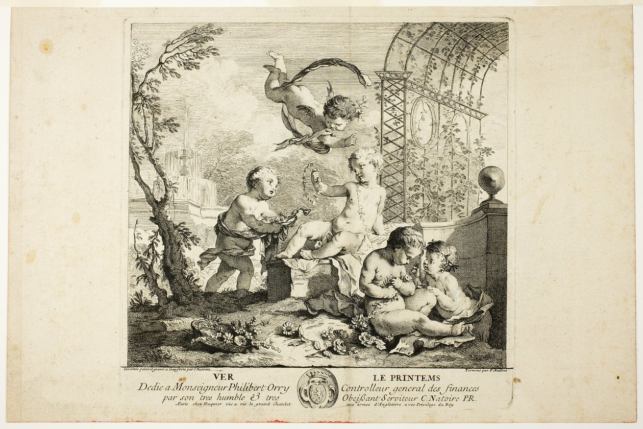Primavera, prato um do The Four Seasons de Charles Joseph Natoire