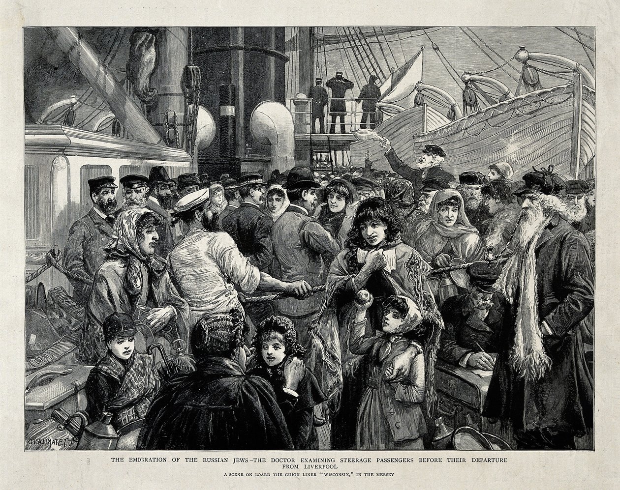 Os judeus russos examinados por um médico antes da emigração de Liverpool, 1891 de Charles Joseph Staniland