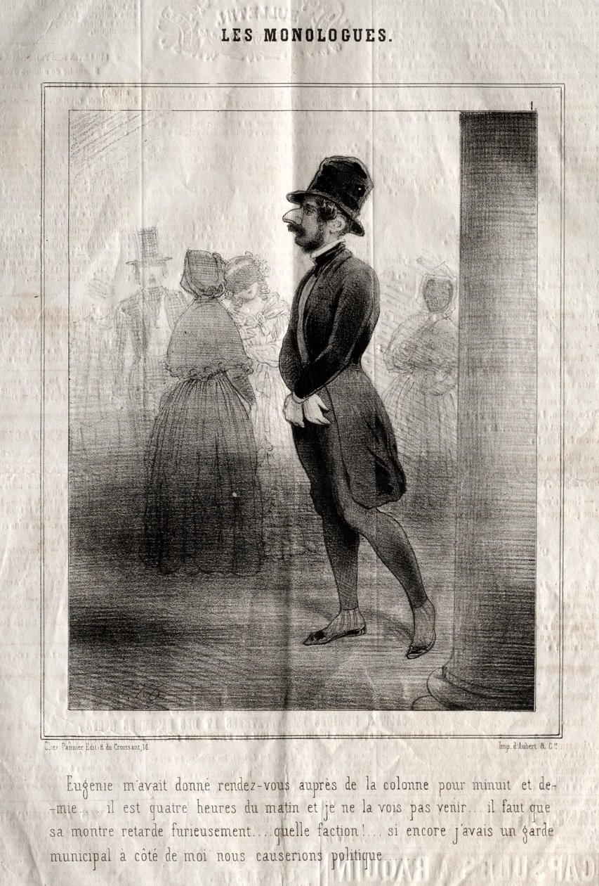 Os Monólogos: Eugénie havia me marcado com a coluna para meia-noite e meia... de Charles Joseph Traviès de Villers