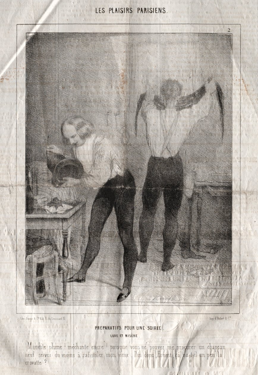 Les Plaisirs Parisiens: preparativos para uma noite. Luxo e miséria. Droga! Danadinho.... de Charles Joseph Traviès de Villers