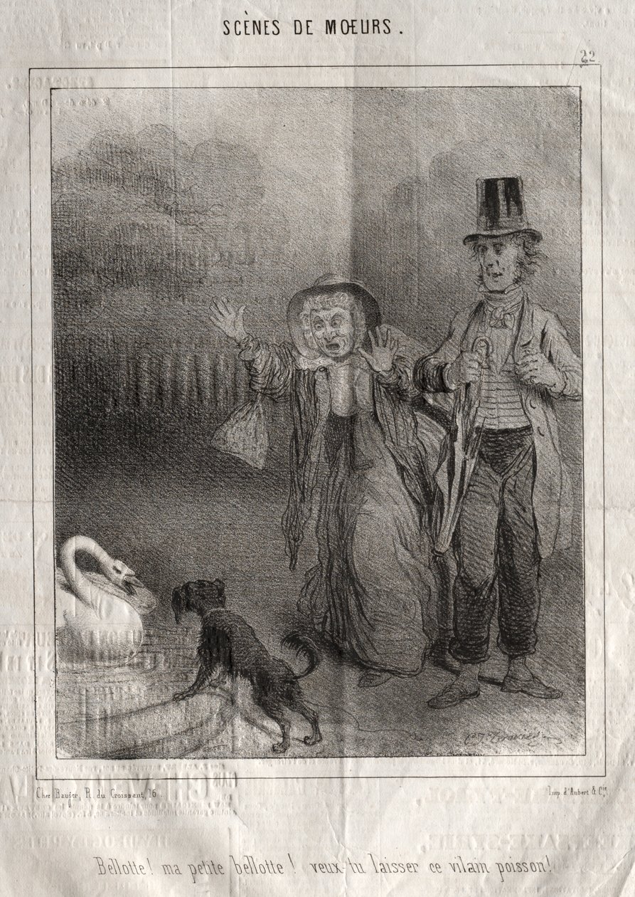 Cenas de boas maneiras: Bellotte! meu pequeno Belote! você quer deixar esse peixe feio! de Charles Joseph Traviès de Villers