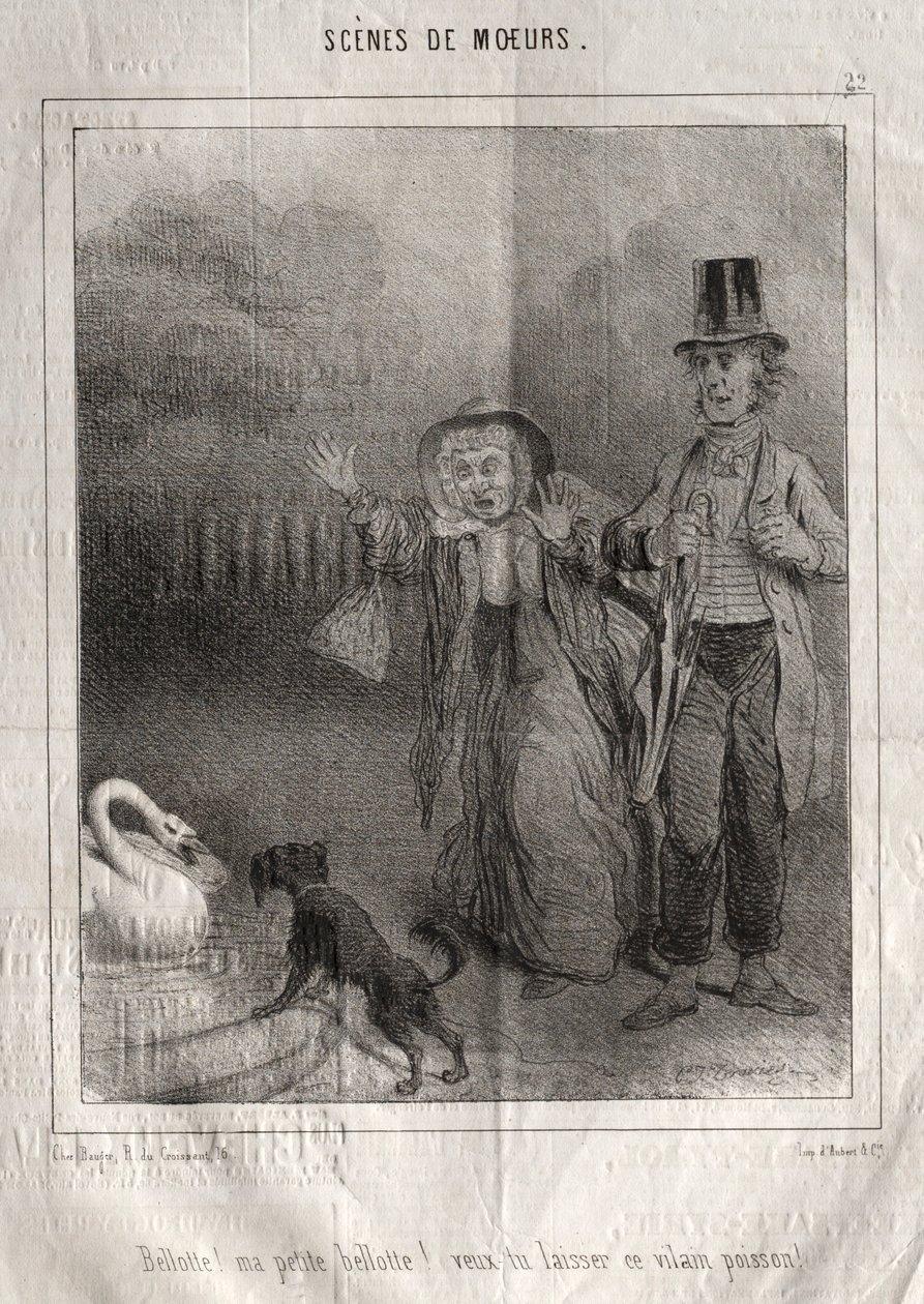 Cenas morais: Bellotte! minha pequena Bellote! Você quer deixar esse peixe feio de Charles Joseph Traviès de Villers