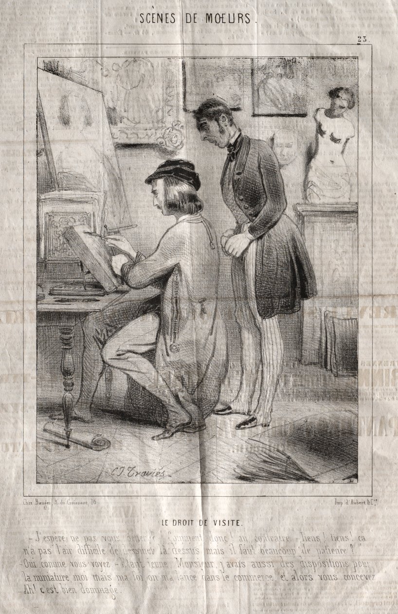 Cenas de costumes: o direito de visita. Espero não estar te incomodando?... de Charles Joseph Traviès de Villers