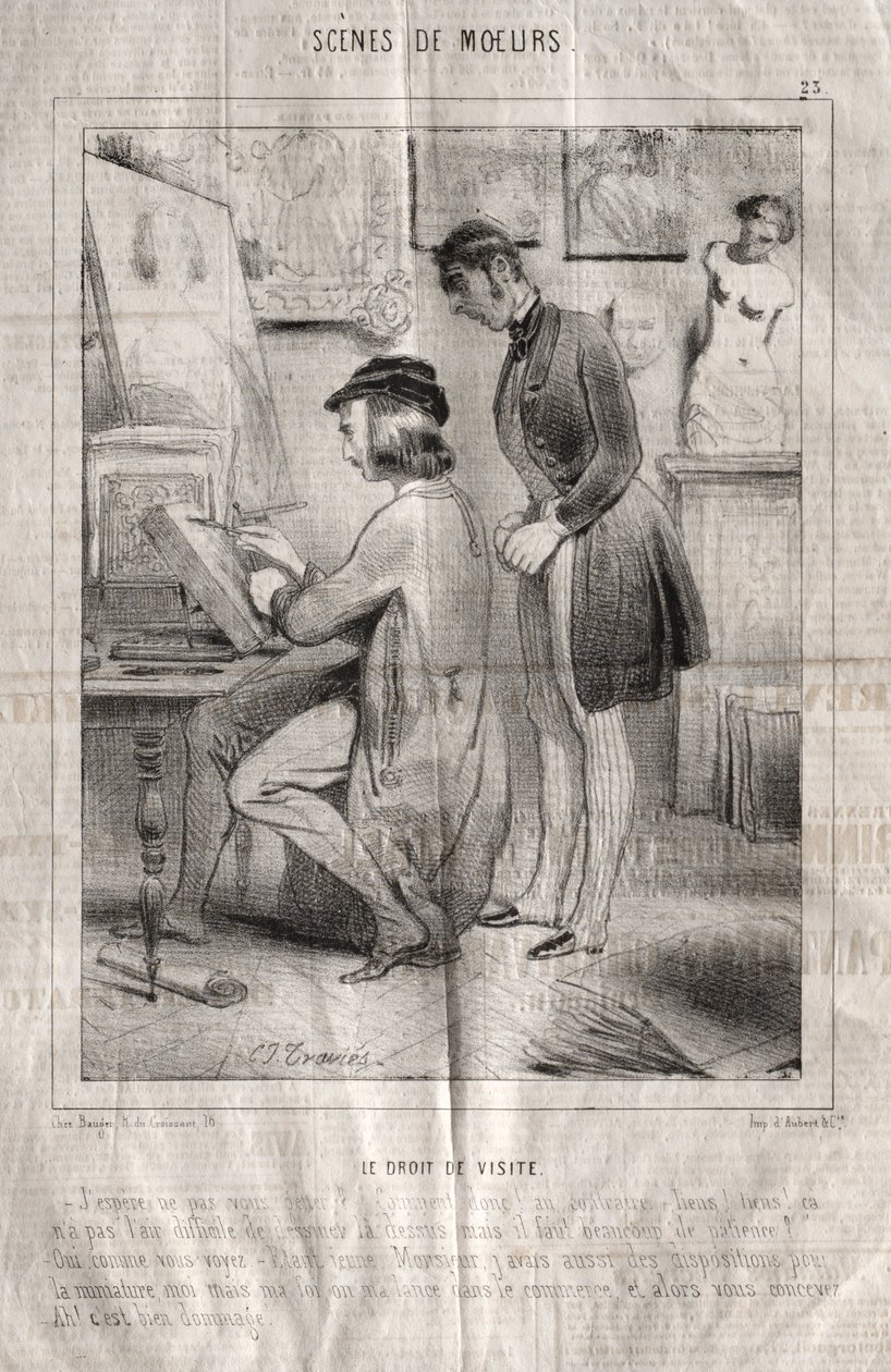 Cenas de maneiras: O direito de acesso. Espero não incomodá-lo .... de Charles Joseph Traviès de Villers
