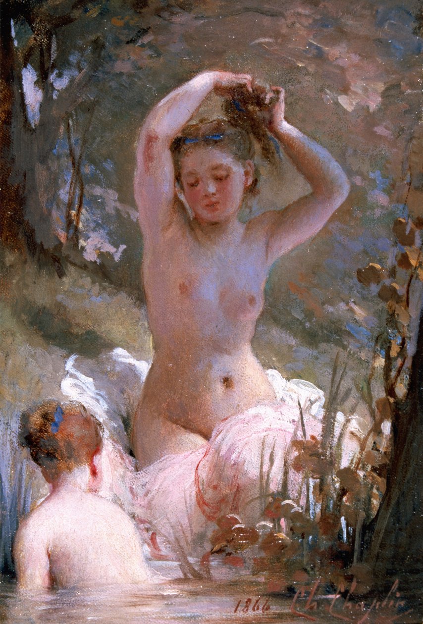 Duas meninas tomando banho, 1864 de Charles Joshua Chaplin