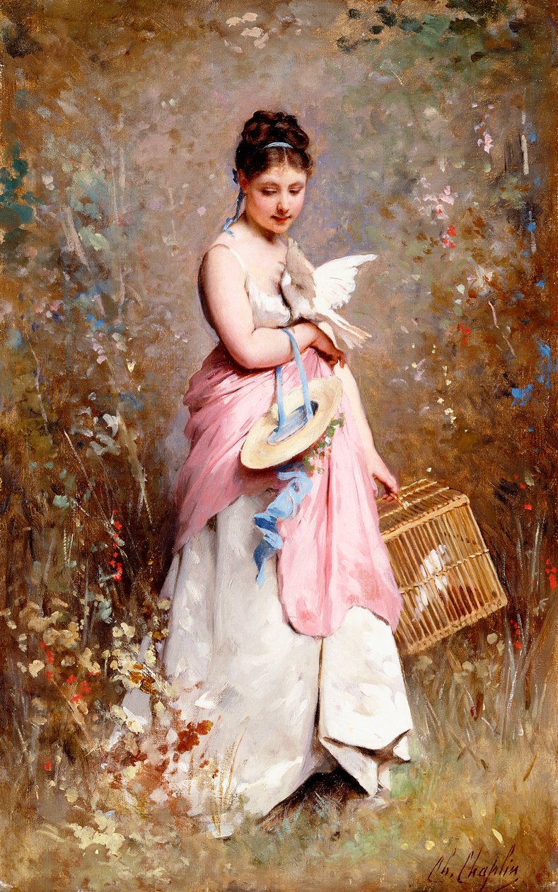 Moça com pombas, de Charles Joshua Chaplin