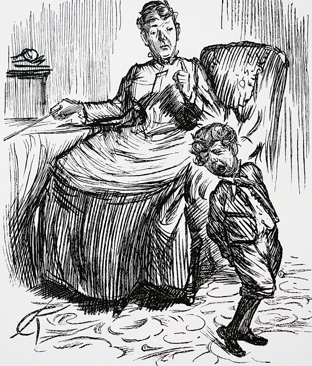 Uma mãe a castigar o seu filho maroto. de Charles Keene