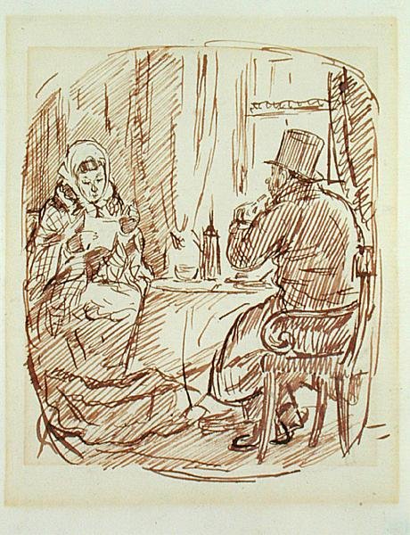 A fome do carvão (caneta e tinta marrom no papel) de Charles Keene