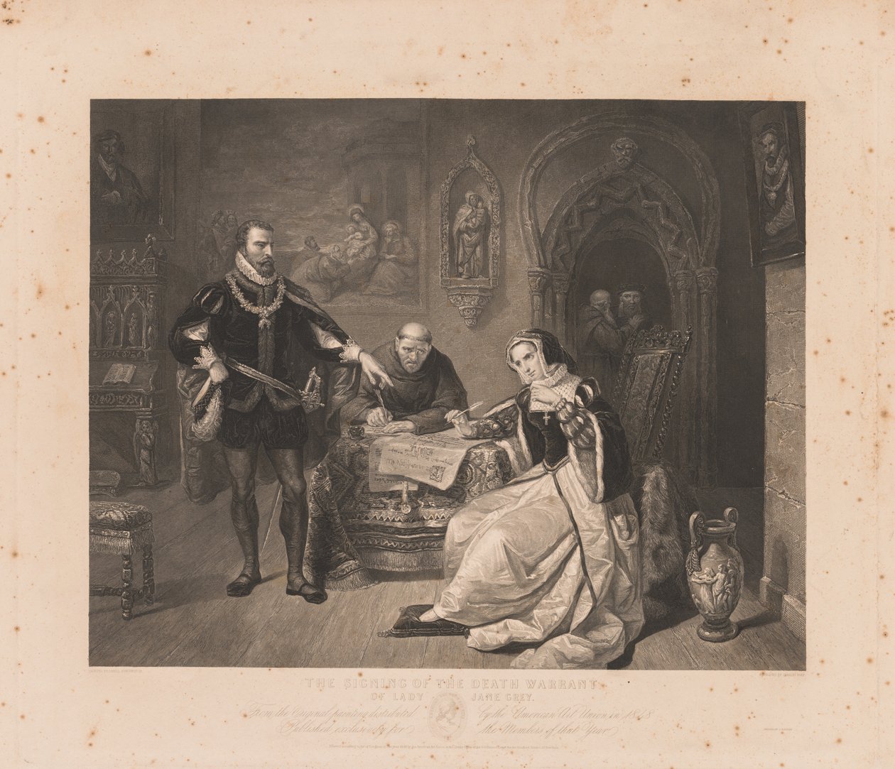 Assinatura da sentença de morte de Lady Jane Gray. de Charles Kennedy Burt