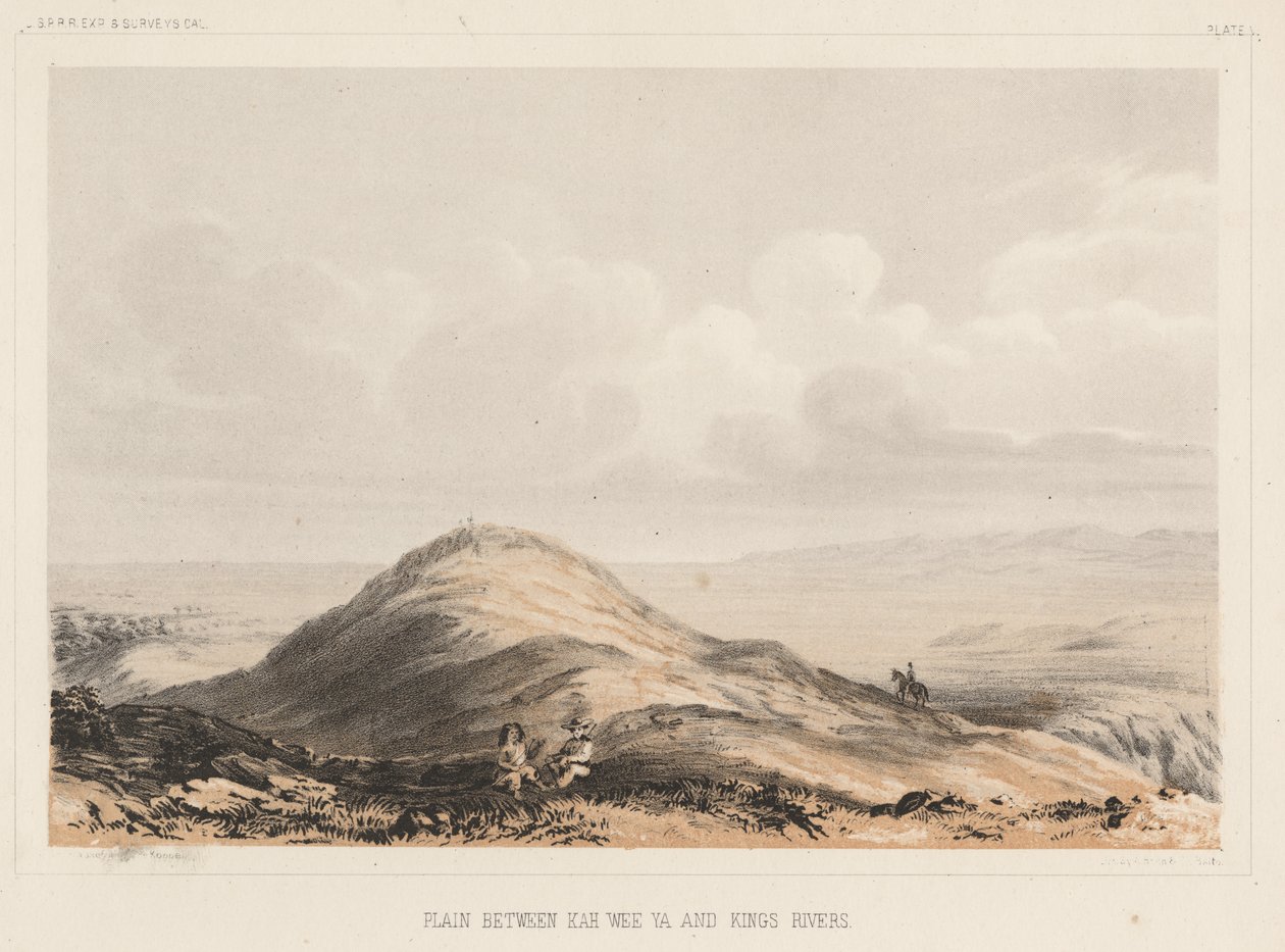 Planície Entre Kah Wee Ya e Kings Rivers, litho de A. Hoen & Co., 1855 chromolitho de Charles Koppel