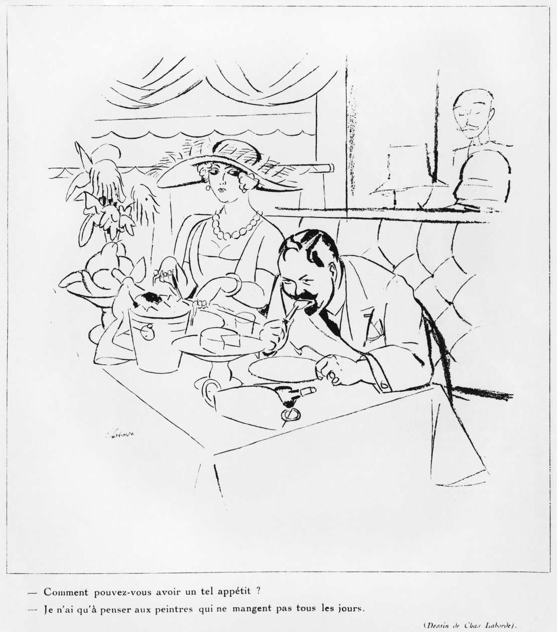 Comendo, ilustração de &39;The Love of Art&39;, 1925 de Charles Laborde
