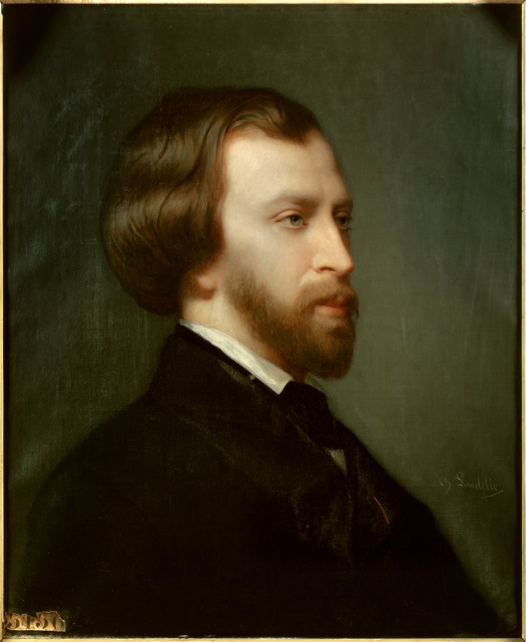 Retrato de Alfred de Musset (1810-1857) Poeta francês em 1854 Pintura de Charles Landelle (1812-1908) de Charles Landelle