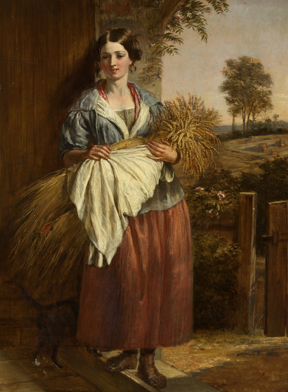 O Gleaner (óleo sobre painel) de Charles Landseer