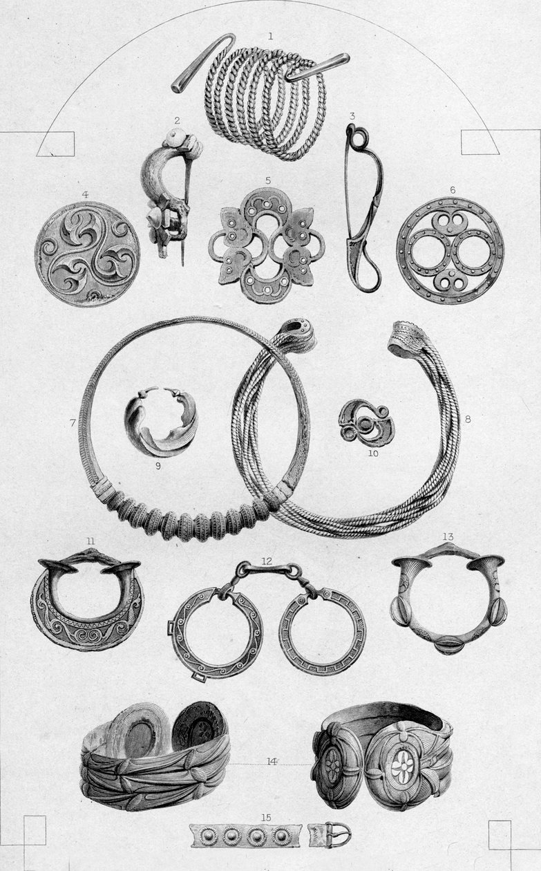 Relíquias celtas. Ornamentos pessoais de ouro e bronze, 1886 de Charles Lawrie