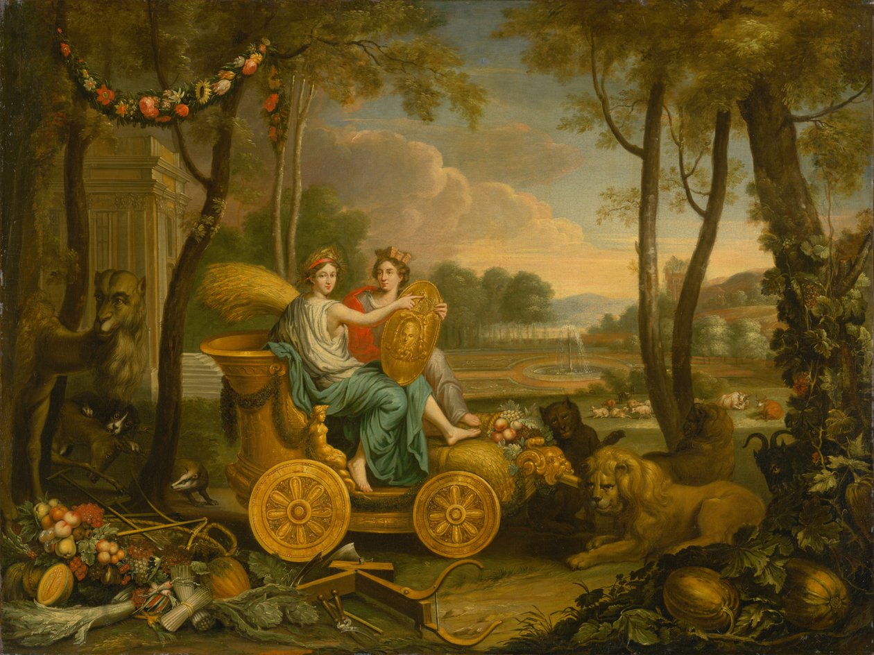 Alegoria dos quatro elementos: a terra. Design para uma tapeçaria do rei Luís XIV, c. 1680 de Charles Le Brun
