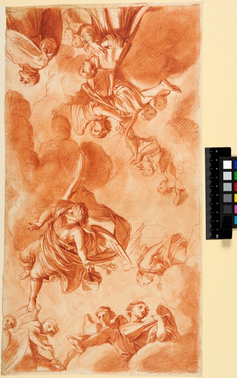 Deckengestaltung mit Engeln und Anbetern. Für die Chapelle du Séminaire in Saint-Sulpice, Paris de Charles Le Brun
