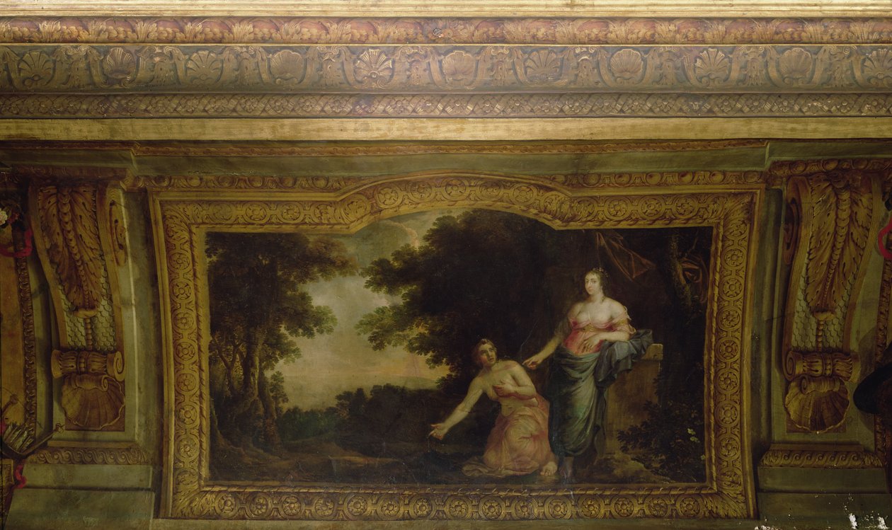 Teto do Hôtel La Rivière (detalhe de Psique e Vênus), 1653 de Charles Le Brun
