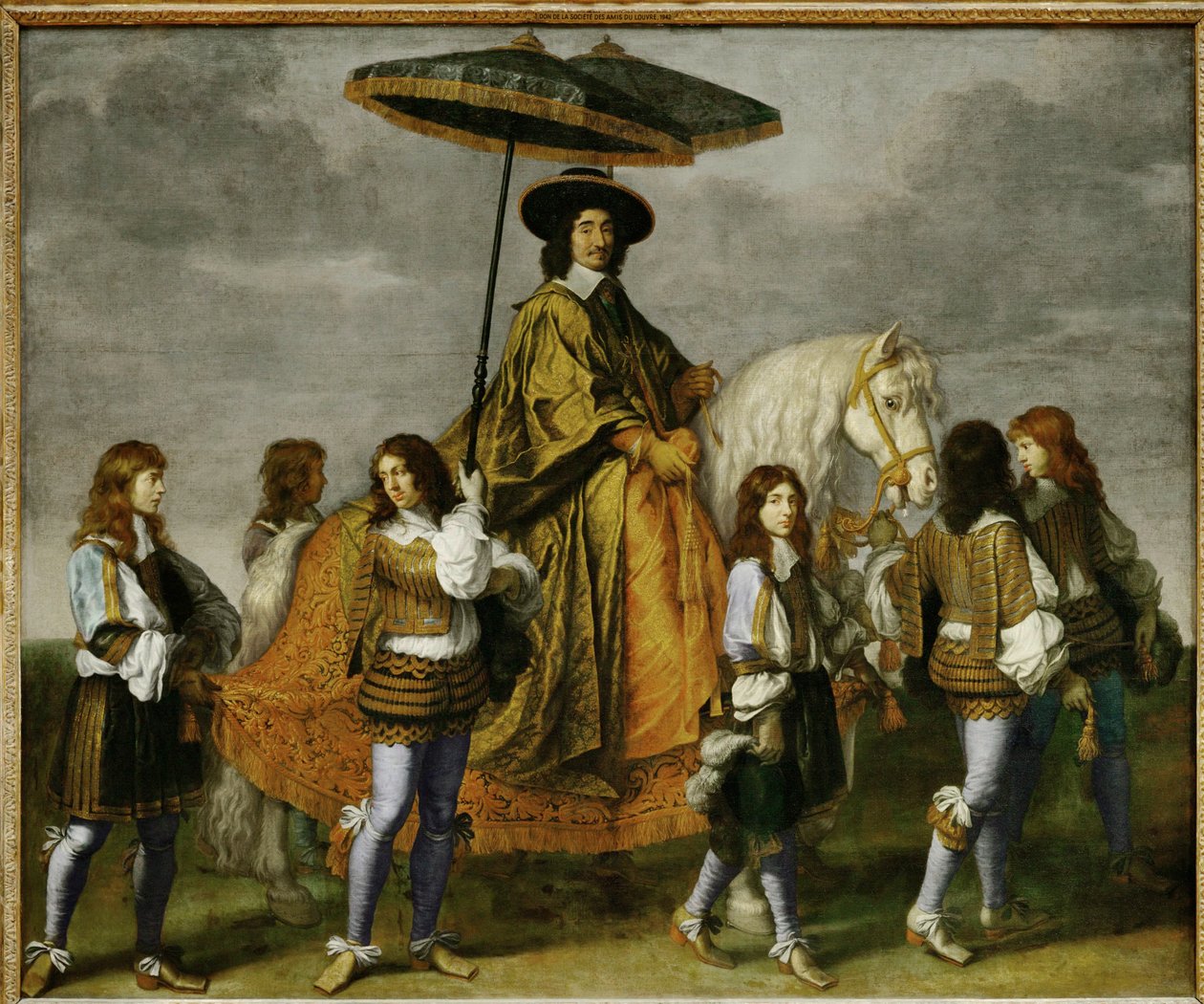 O chanceler Pierre Seguier a cavalo, o jovem Delfim, mais tarde Luís XIV ... de Charles Le Brun
