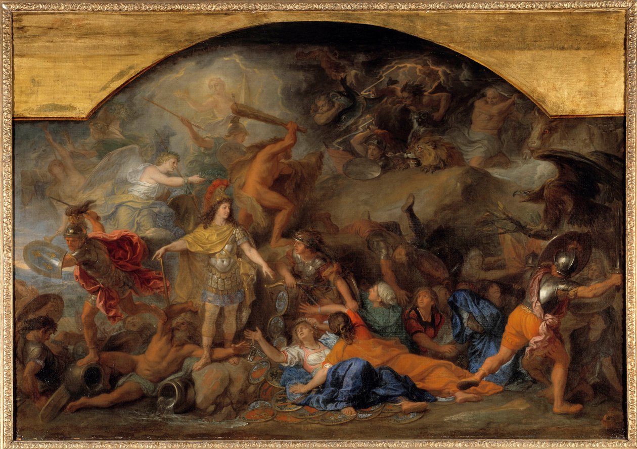 Guerra da Holanda (1672-1679): "O Franche-Comte conquistado pela segunda vez em 1674" Pintura de Charles Lebrun (Le Brun) (1619-1690): Sol do século XVII. 0,93x1,4 m de Charles Le Brun