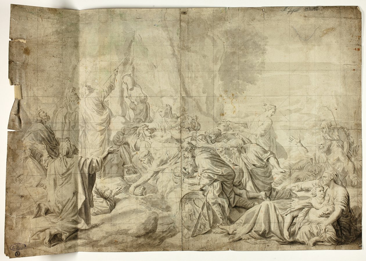 Moisés tirando água da rocha de Charles Le Brun