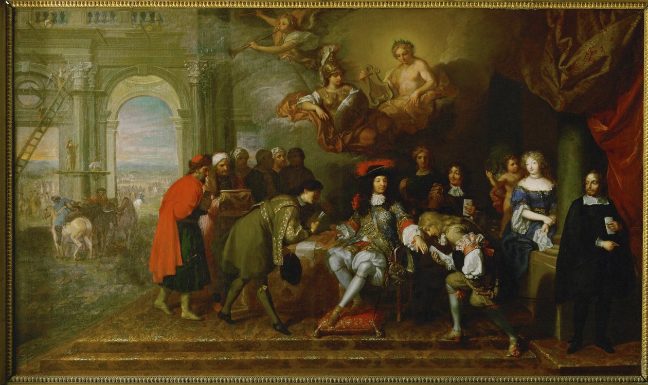 Por ocasião do Tratado de Nijmegen ... (óleo sobre tela) de Charles Le Brun