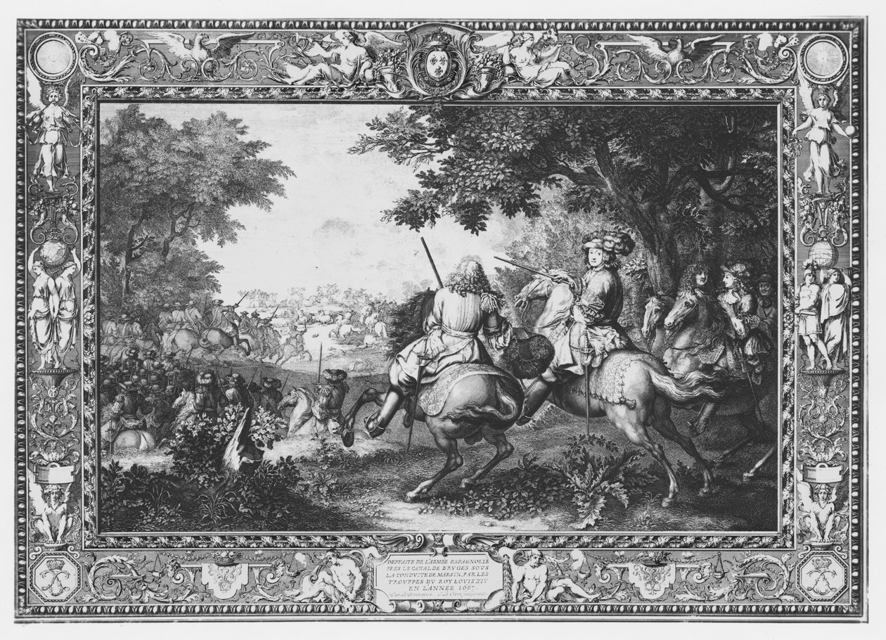 "História do Rei" de Tenture, Derrota do Conde de Marsin, gravada por Sebastien Le Clerc (1673-1714) 1680 de Charles Le Brun