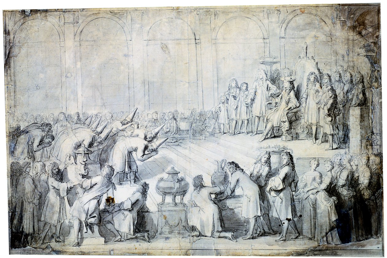 Os embaixadores siameses perante o rei, 1686 de Charles Le Brun