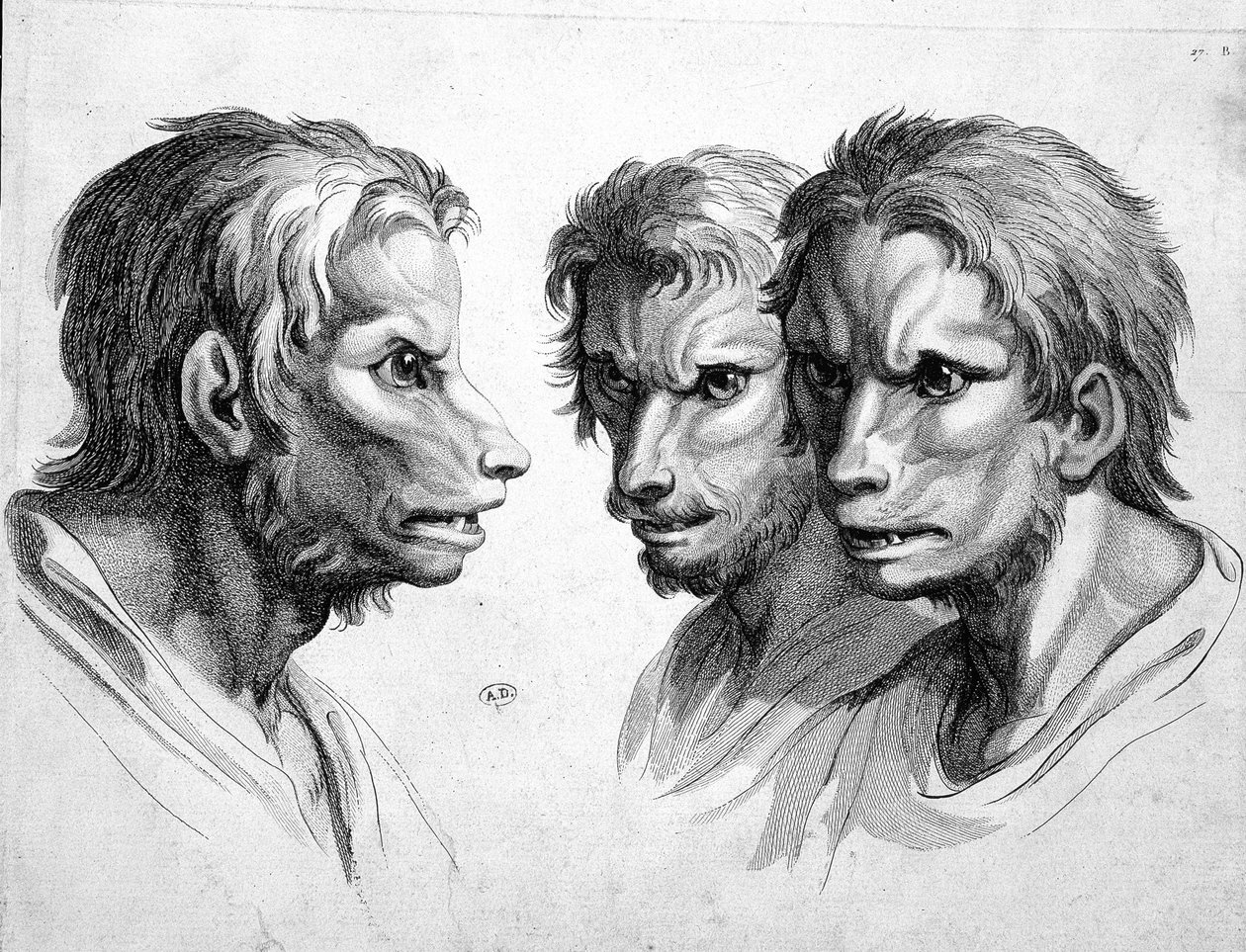 Três faces de lobisomem (lobisomem) - por Le brun de Charles Le Brun