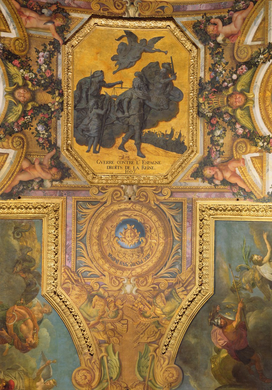 Guerra pelos direitos da rainha em 1667, pintura de teto da Galerie des Glaces de Charles Le Brun