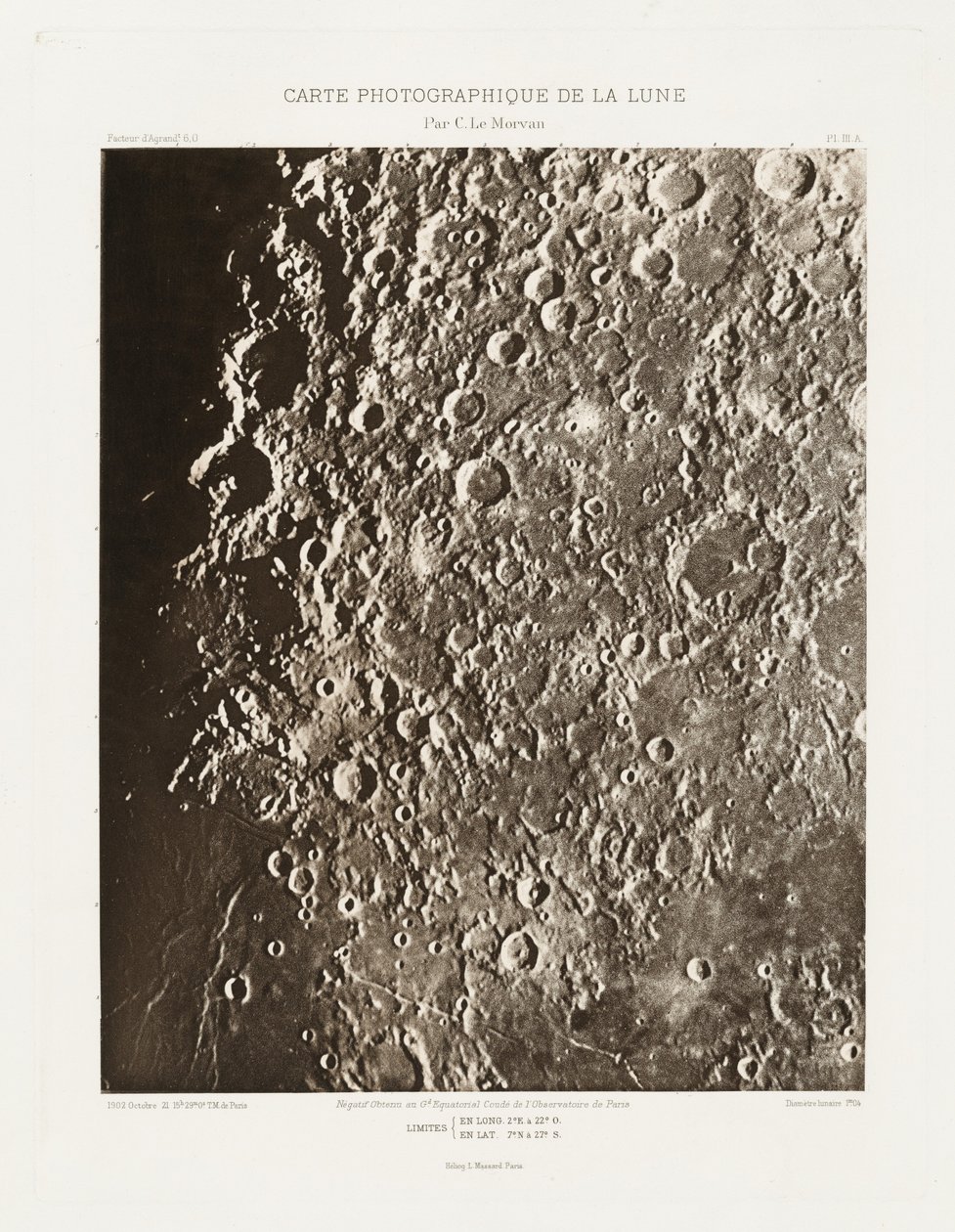 Carte photographique de la lune, planche III.A (Carta fotográfica da Lua, placa III.A),21 de outubro de Charles le Morvan