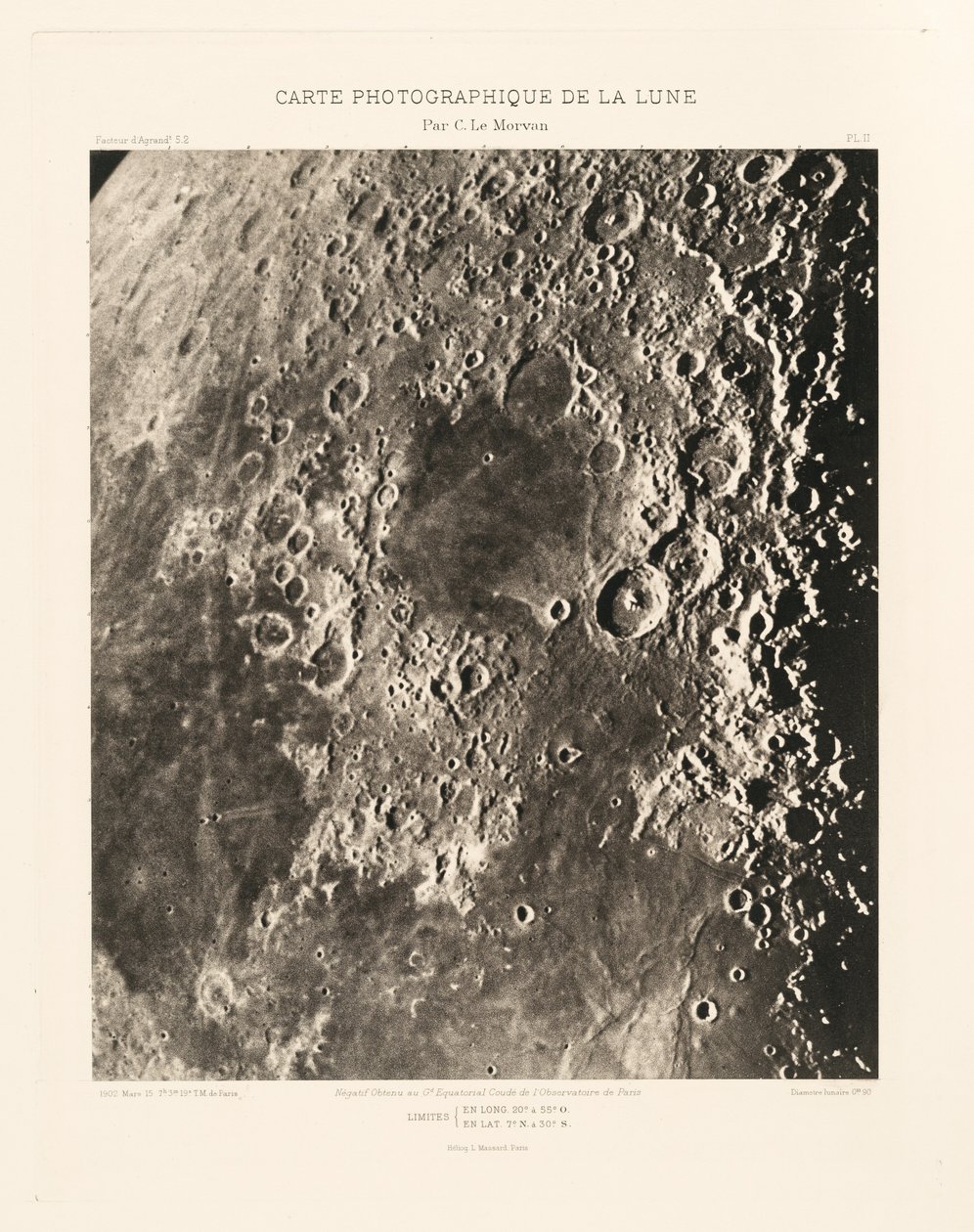 Carte photographique de la lune, planche II (Carta fotográfica da Lua, placa II),15 de março de Charles le Morvan