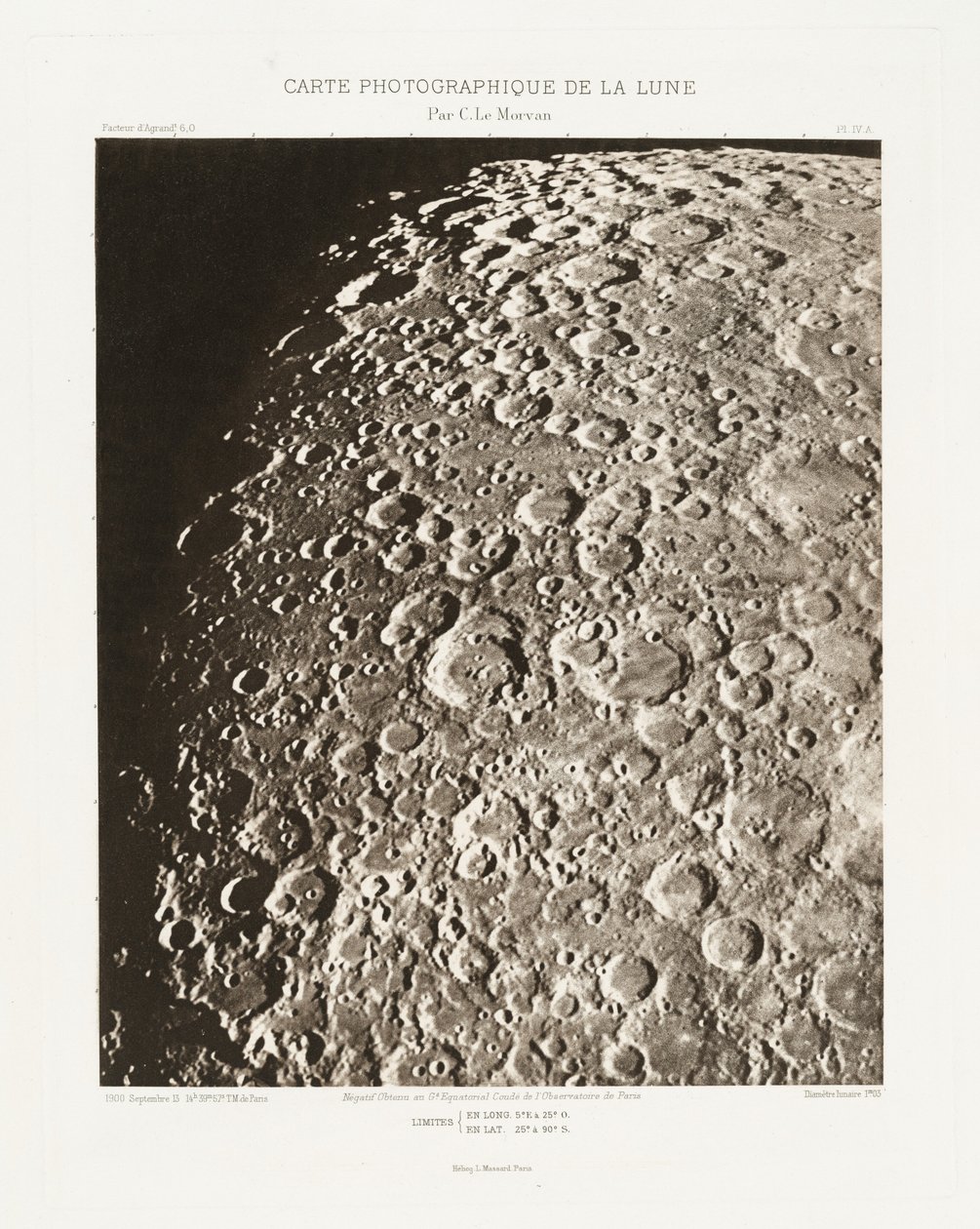 Carte photographique de la lune, planche IV.A (Carta fotográfica da Lua, placa IV.A),13 de setembro de Charles le Morvan