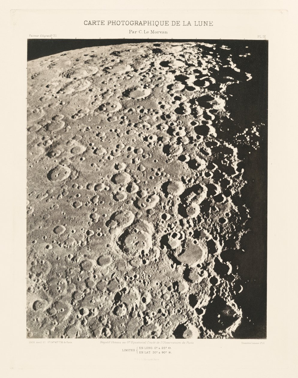 Carta fotográfica da Lua, placa IV, 27 de abril de Charles le Morvan