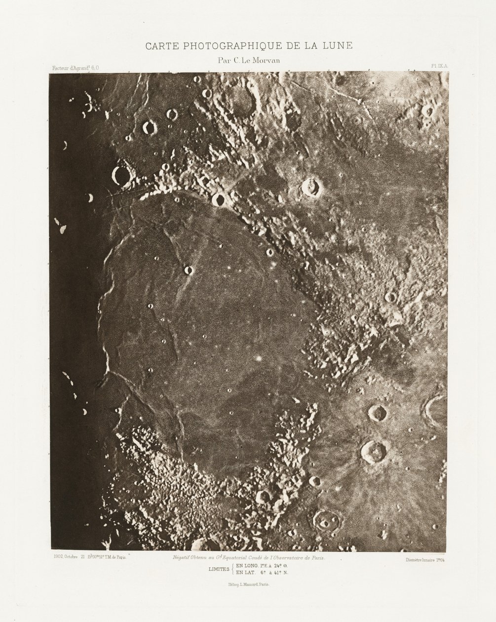 Carte photographique de la lune, planche IX.A (Carta fotográfica da Lua, placa IX.A),21 de outubro de Charles le Morvan