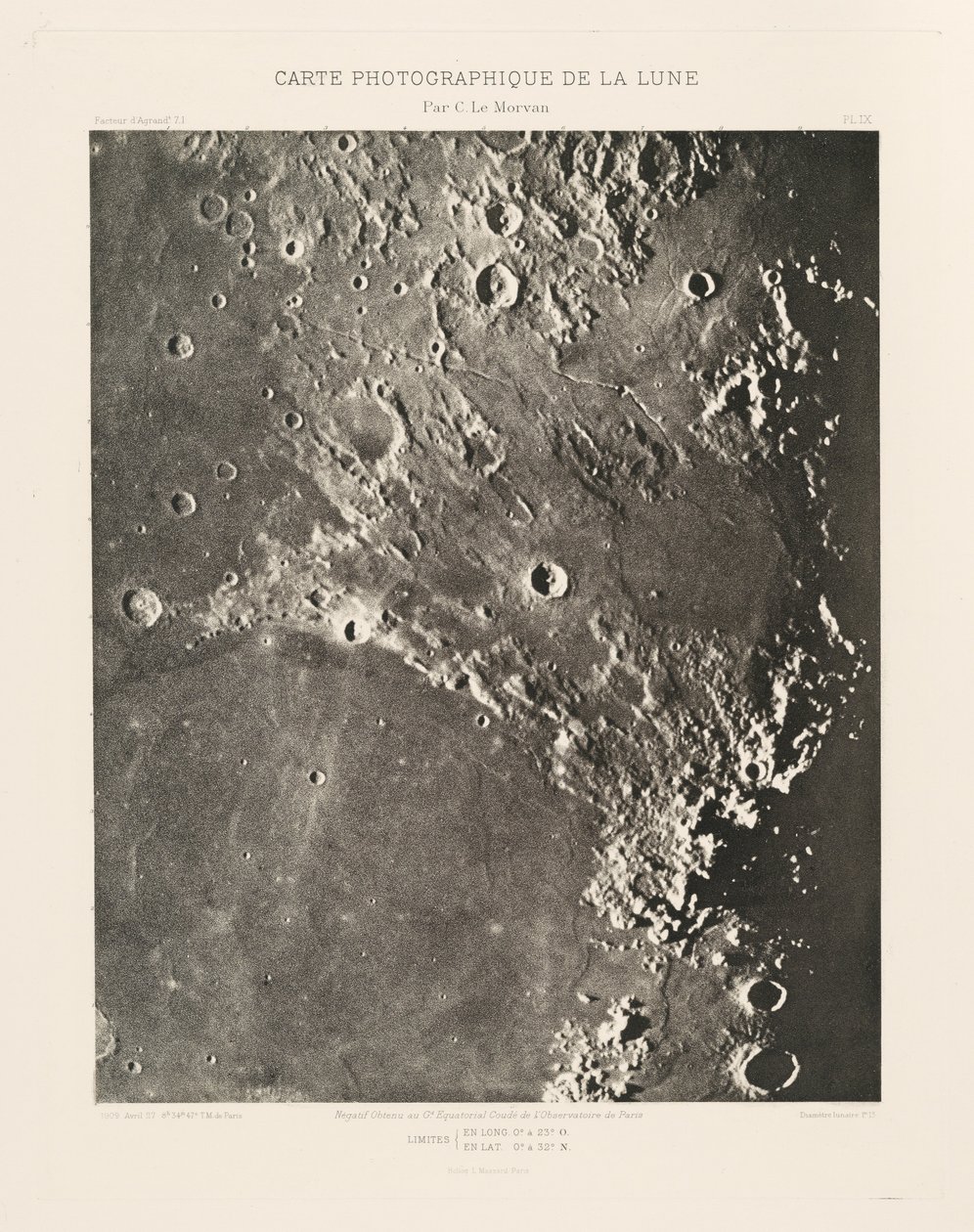 Carta fotográfica da Lua, placa IX, 27 de abril de Charles le Morvan