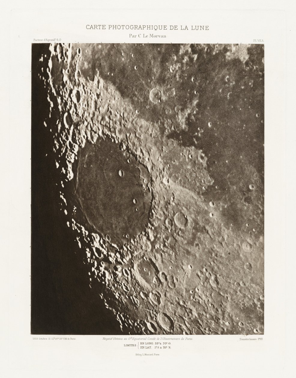 Carte photographique de la lune, planche VII.A (Carta fotográfica da Lua, placa VII.A),11 de outubro de Charles le Morvan