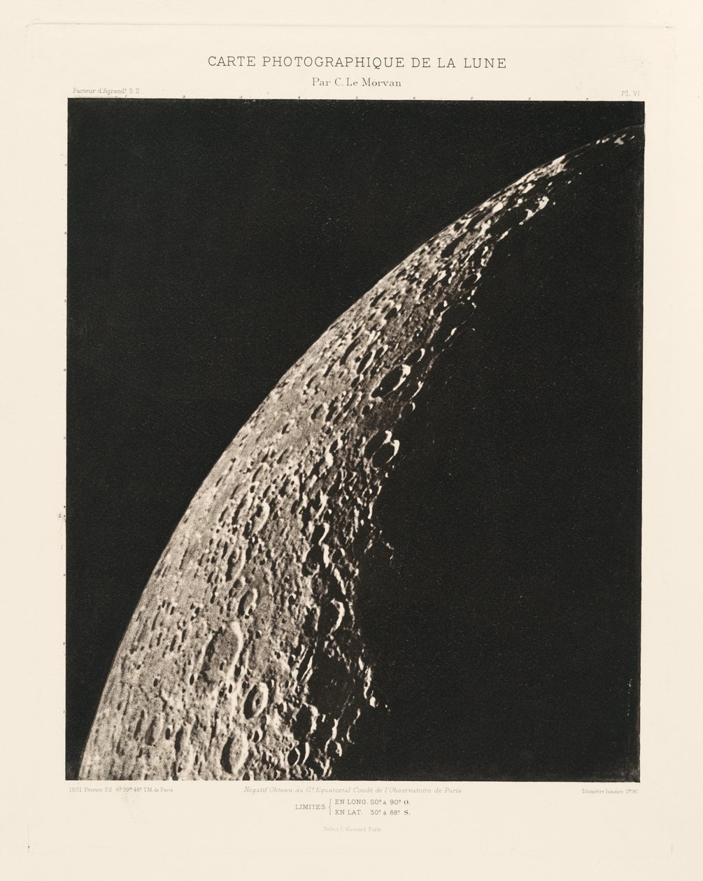 Carte photographique de la lune, planche VI (Carta fotográfica da Lua, placa VI),22 de fevereiro de Charles le Morvan