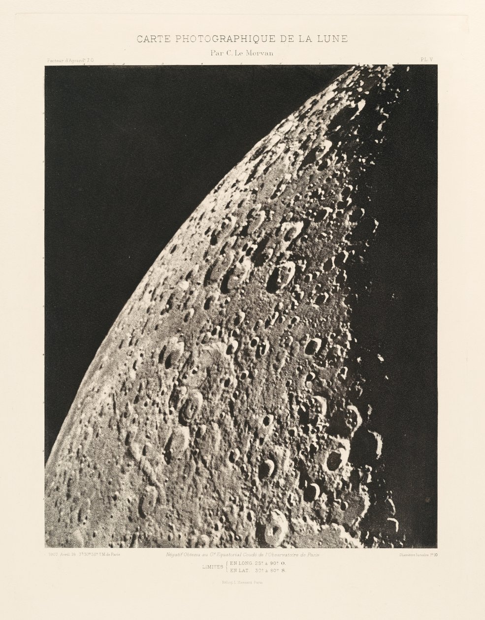 Carta fotográfica da Lua, placa V, 18 de abril de Charles le Morvan